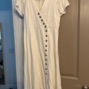 Madewell White Button midi dress